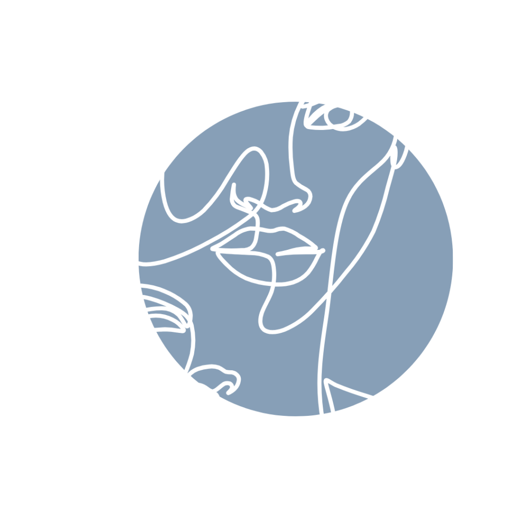 ilustracja liniowa przedstawiająca nakładające się twarze kobiet